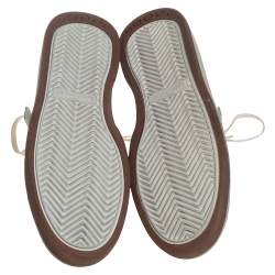 Pre Owned حذاء رياضي سان لوران منخفض من أعلى أس أل24 جلد مخرم أبيض مقاس 46