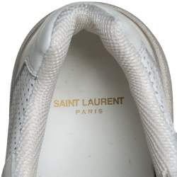 Pre Owned حذاء رياضي سان لوران منخفض من أعلى أس أل24 جلد مخرم أبيض مقاس 46