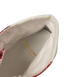 Saint Laurent Red/White Bandana Print Fabric And Leather Bedford High Top Sneakers Size 45