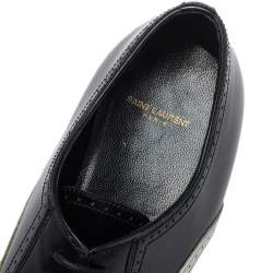 Pre Owned Saint Laurent Black/White Patent Leather Oxfords Size 37.5