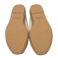 Saint Laurent Paris Off-White Canvas Embroidered Espadrille Flats Size 41