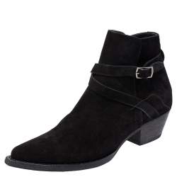 Saint Laurent Paris Black Suede Blake Jodhpur Ankle Boots Size 43.5