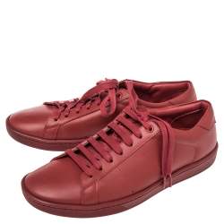Saint Laurent Red Leather SL/01 Low Top Sneakers Size 42