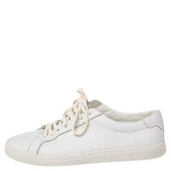 مملوكة مسبقًا Saint Laurent White Leather Andy Low-Top Sneakers Size 42.5