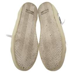 مملوكة مسبقًا Saint Laurent White Leather Star Court Classic California Sneakers Size 41