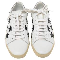 مملوكة مسبقًا Saint Laurent White Leather Star Court Classic California Sneakers Size 41