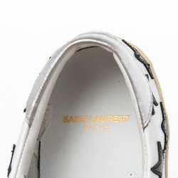 مملوكة مسبقًا Saint Laurent White Leather Star Court Classic California Sneakers Size 41