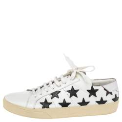 مملوكة مسبقًا Saint Laurent White Leather Star Court Classic California Sneakers Size 41