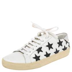 مملوكة مسبقًا Saint Laurent White Leather Star Court Classic California Sneakers Size 41