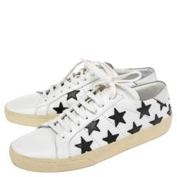 مملوكة مسبقًا Saint Laurent White Leather Star Court Classic California Sneakers Size 41