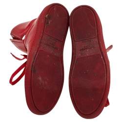 مملوكة مسبقًا حذاء رياضي سان لوران كورت كلاسيك SL/01H جلد أحمر بالشعار عنق مرتفع مقاس 41