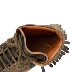 Saint Laurent Camouflage Suede Signature Court Classic SL/18H High Top Fringe Sneakers Size 41