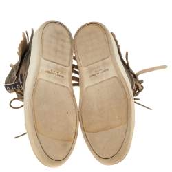 Saint Laurent Camouflage Suede Signature Court Classic SL/18H High Top Fringe Sneakers Size 41