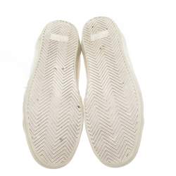 مملوكة مسبقًا Saint Laurent White Canvas and Leather Court Classic Low-Top Sneakers Size 43