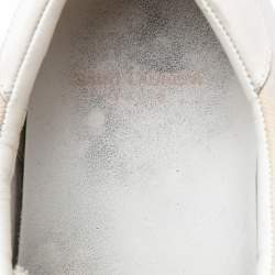 مملوكة مسبقًا Saint Laurent White Canvas and Leather Court Classic Low-Top Sneakers Size 43
