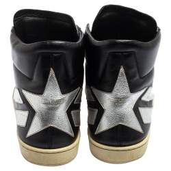 Saint Laurent Black/Silver Leather Star High Top Sneakers Size 42
