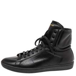 Pre Owned Saint Laurent Black Leather High-Top Sneakers Size 43