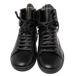 Pre Owned Saint Laurent Black Leather High-Top Sneakers Size 43
