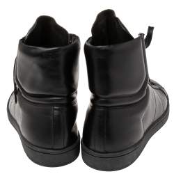 Pre Owned Saint Laurent Black Leather High-Top Sneakers Size 43