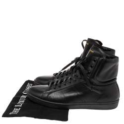 Pre Owned Saint Laurent Black Leather High-Top Sneakers Size 43