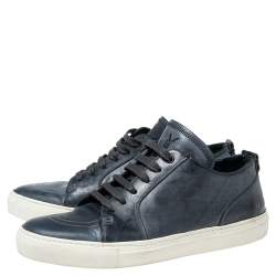 Pre Owned Saint Laurent Navy Blue Leather Low-Top Sneakers Size 42