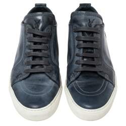 Pre Owned Saint Laurent Navy Blue Leather Low-Top Sneakers Size 42