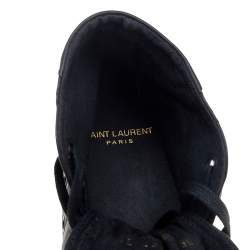 Pre Owned حذاء رياضي سان لوران جلد أسود عنق مرتفع مقاس 39