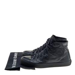 Pre Owned حذاء رياضي سان لوران جلد أسود عنق مرتفع مقاس 39