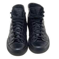 Pre Owned حذاء رياضي سان لوران جلد أسود عنق مرتفع مقاس 39