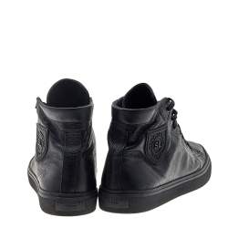 Pre Owned حذاء رياضي سان لوران جلد أسود عنق مرتفع مقاس 39