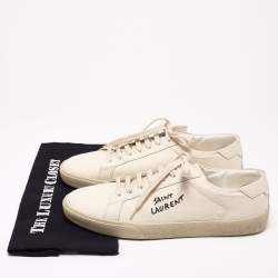 Saint Laurent White Canvas And Leather Court Classic Low-Top Sneakers Size 43