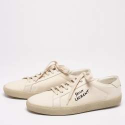 Saint Laurent White Canvas And Leather Court Classic Low-Top Sneakers Size 43