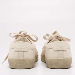 Saint Laurent White Canvas And Leather Court Classic Low-Top Sneakers Size 43
