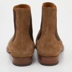 Saint Laurent Brown Suede And Stretch Band Chelsea Ankle Boots Size 42
