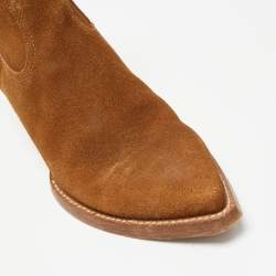 Saint Laurent Brown Suede Pointed Toe Ankle Boots Size 41