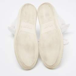 Saint Laurent White Leather Studded High Top Sneakers Size 40