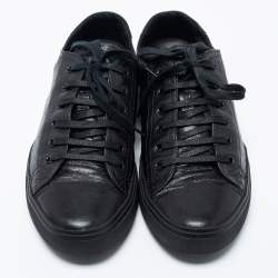 مملوكة مسبقًا Saint Laurent Paris Black leather Cap Toe Low Top Sneakers Size 41 