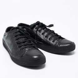 مملوكة مسبقًا Saint Laurent Paris Black leather Cap Toe Low Top Sneakers Size 41 