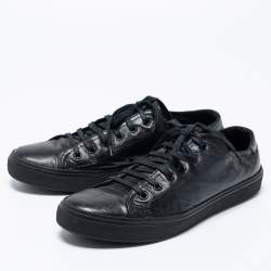 مملوكة مسبقًا Saint Laurent Paris Black leather Cap Toe Low Top Sneakers Size 41 
