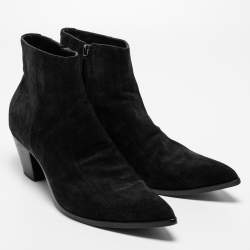 Saint Laurent Black Suede Wyatt Cowboy Boots Size 46