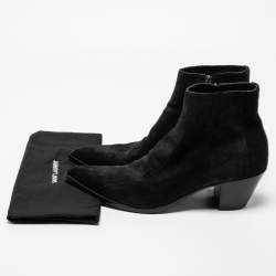 Saint Laurent Black Suede Wyatt Cowboy Boots Size 46