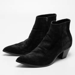 Saint Laurent Black Suede Wyatt Cowboy Boots Size 46