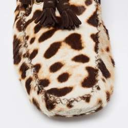 Saint Laurent Tri-Color Animal Print Calf Hair Tassel Bow Loafers Size 43