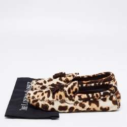 Saint Laurent Tri-Color Animal Print Calf Hair Tassel Bow Loafers Size 43