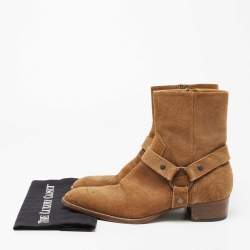 مملوكة مسبقًا  Saint Laurent Paris Brown Suede Ankle Boots Size 43
