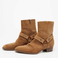 مملوكة مسبقًا  Saint Laurent Paris Brown Suede Ankle Boots Size 43