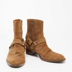 مملوكة مسبقًا  Saint Laurent Paris Brown Suede Ankle Boots Size 43