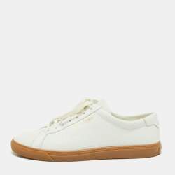 Saint Laurent White Perforated Leather Court Classic Low-Top Sneakers Size 43.5