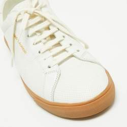 Saint Laurent White Perforated Leather Court Classic Low-Top Sneakers Size 43.5