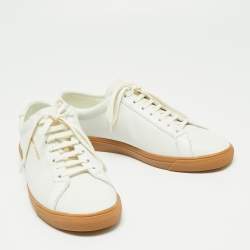 Saint Laurent White Perforated Leather Court Classic Low-Top Sneakers Size 43.5